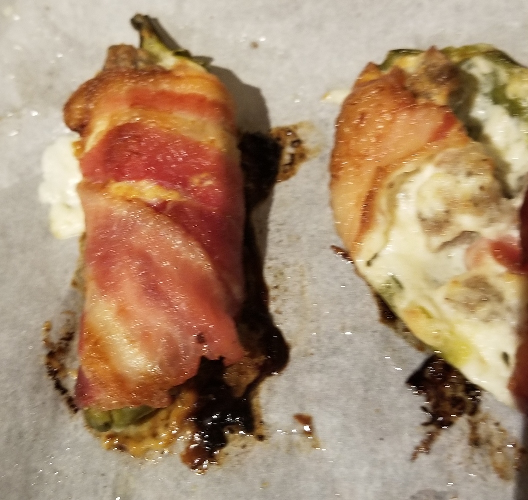 Bacon Wrapped Jalapeno Stuffed w/ Sausage and Cream Cheese recipes