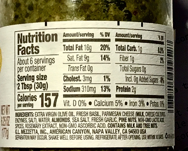 Mezzetta%20Pesto%20nutrition