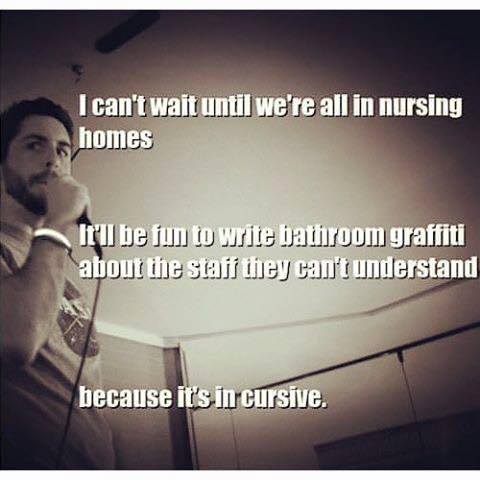 Image result for old people writing cursive meme